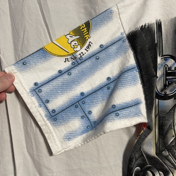 Vintage 90s T-shirt Large AOP California Speedway Racing Car 1997 NASCAR Allover - Picture 2 of 14